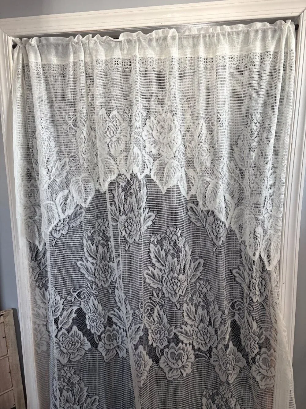 White Floral Lace Curtain Panel Elegant Sheer 60